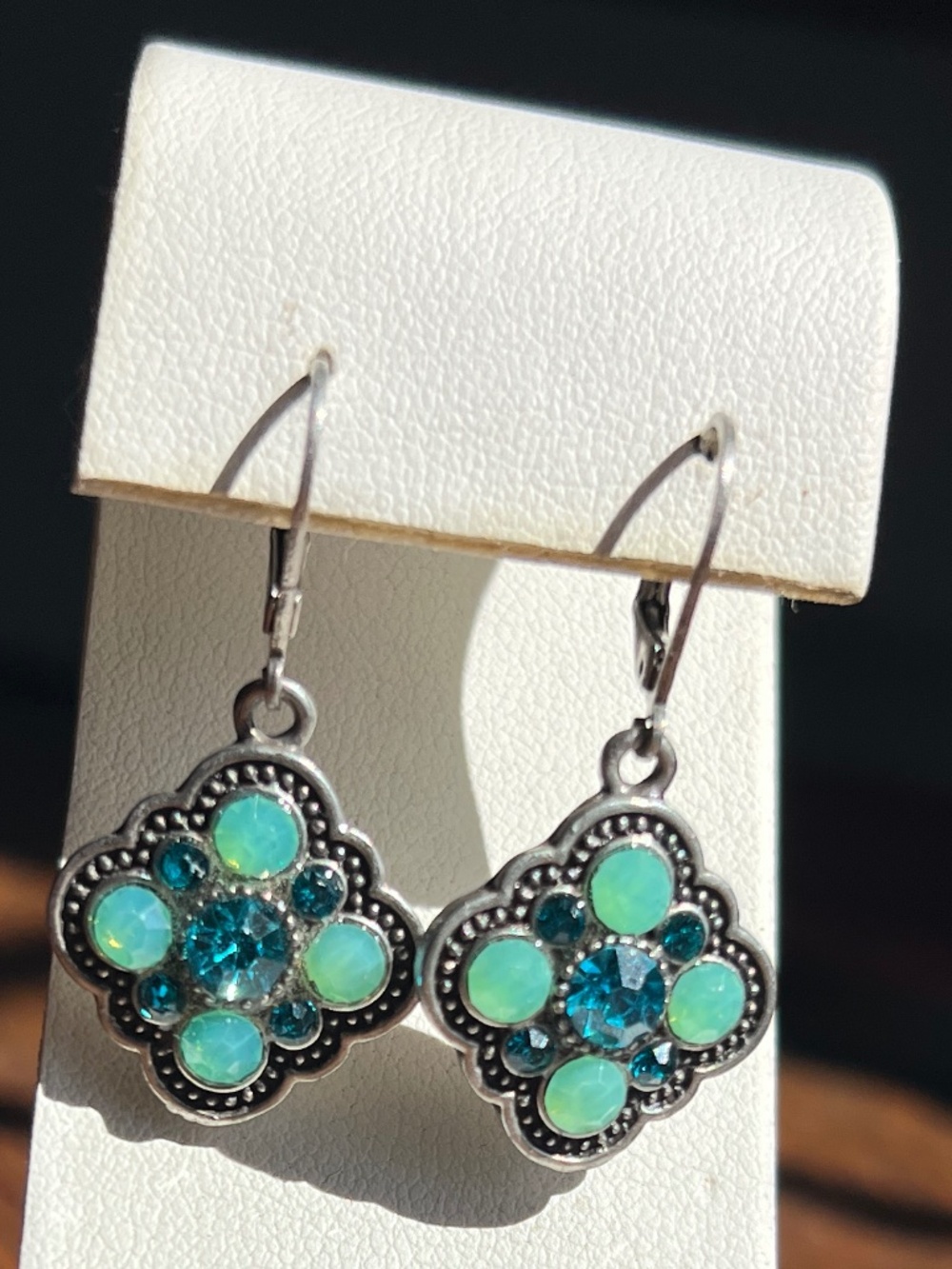 Blue Green Crystal Drop Diamond Earrings Hanging Baked Beads New